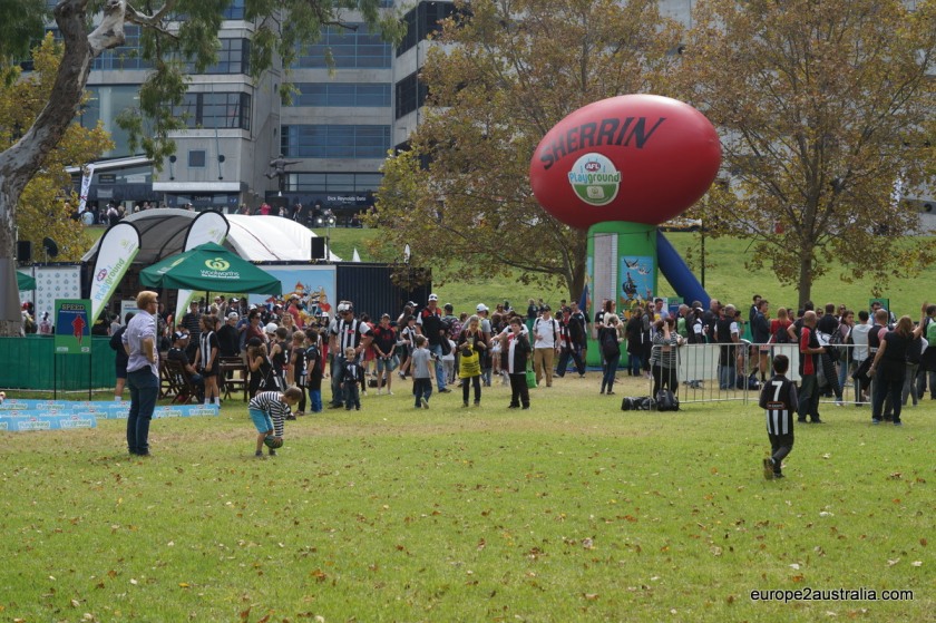 In recent years, the AFL has been trying to make footy more of a family sport, including a games area in front of the stadium for the kids.